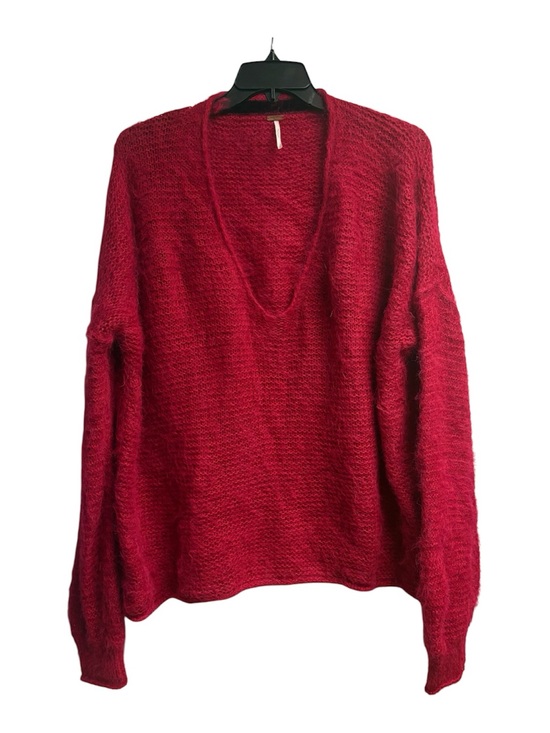 Free People Sweaters - Free People Crimson Red V-Neck Lightweight Knit Sweater